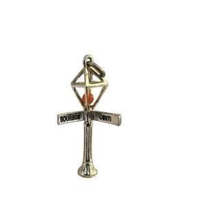 Vintage Silver Bourbon & Conti Street Lit Lamp Post Sign Charm New Orleans